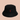 Black bucket hat with a red logo on a gray background